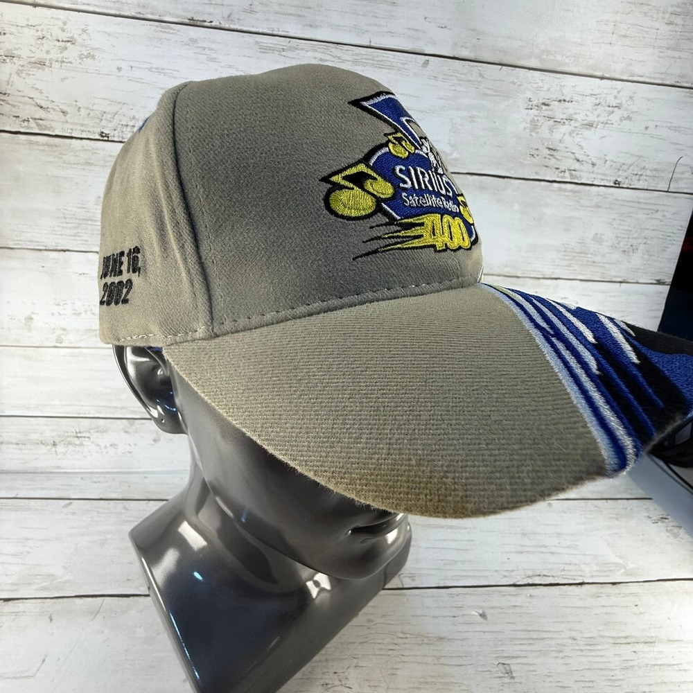 Vintage NASCAR Sirius Satellite Radio 400 MIS Hat Tan Blue June 16 2002 Cap